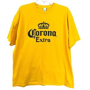 Corona Extra T Shirt Adult XL Yellow Gold Graphic Logo La Vida Mas Fina Beer